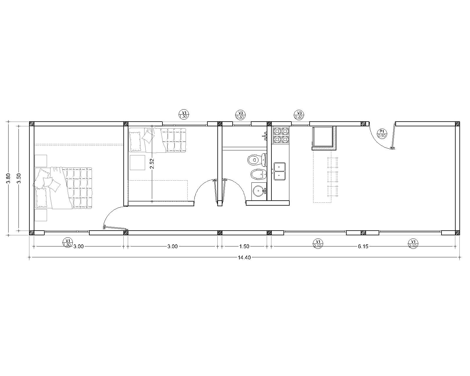 Plano Kit 55m² ARQUIBLOCK